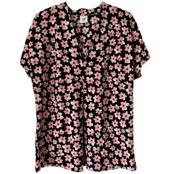 CAbi Black Starflower Harmony Tunic Short Sleeves - M - Picture 2 of 11